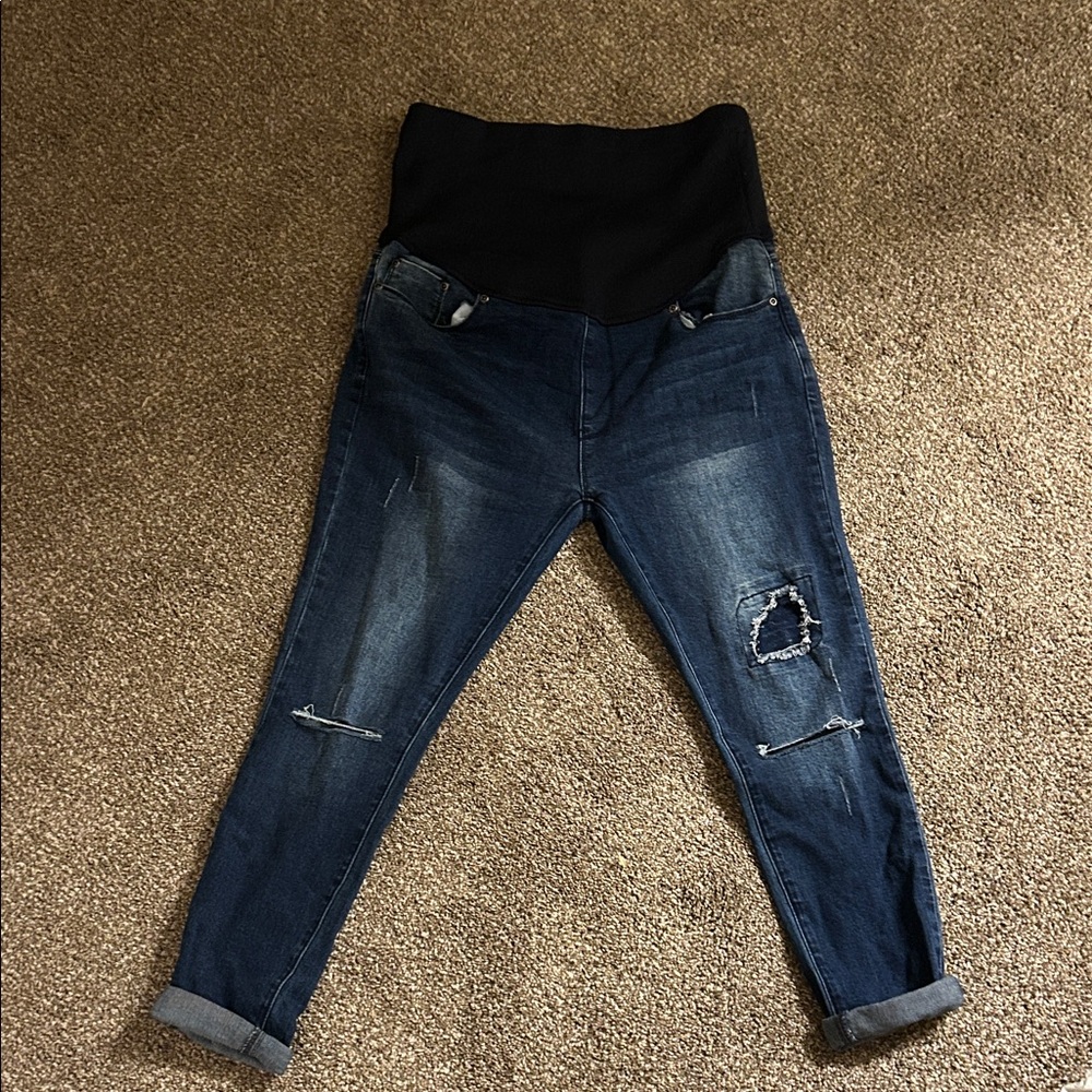 Boohoo Blue Maternity Jeans